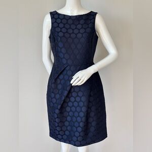 CH Carolina Herrera Navy Polka Dot Dress – Structured Sleeveless Cocktail Dress